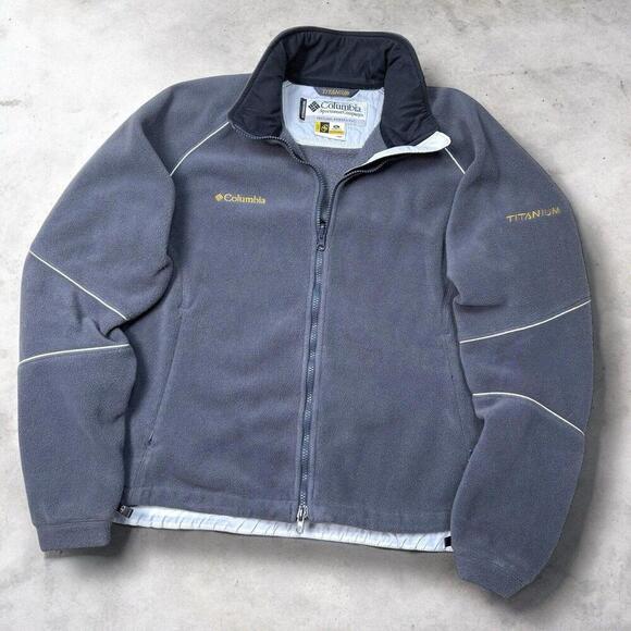Vintage Y2K Columbia Titanium Full Zip Jacket Polar Fleece Tech Interchange XL - Picture 1 of 13